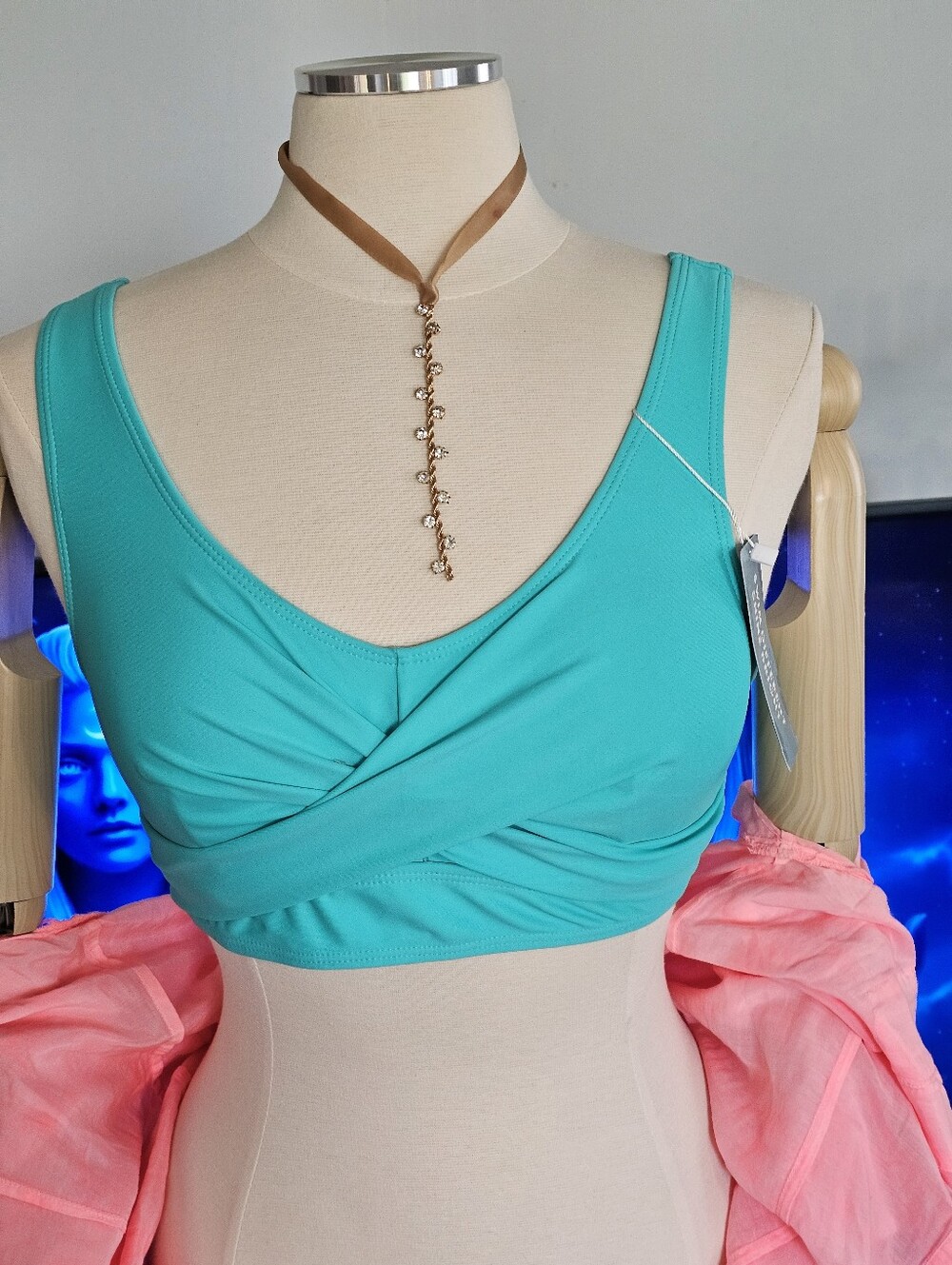 ❗️VIVOLA - Turquoise  - Teal Cross-Front Swin  Bra .BIKINI TOP . NWT ❗️ - Picture 8 of 12
